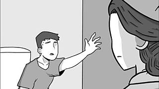 hot cheating milf janitor shows shy boy public bathroom sex