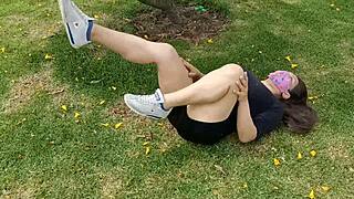 yo, exercising with no panties and a hole in my shorts?