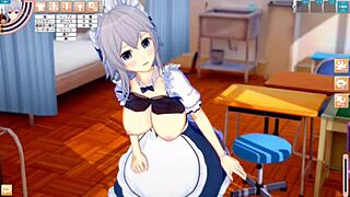 sakuya izayoi's big tits get rubbed in touhou