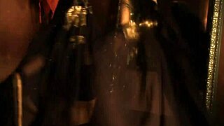 brunette lover performs as a belly dancer, ripping clothes and undressing nude in erotic indian dance