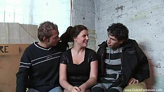 dutch redhead dives into rough anal threesome with friends