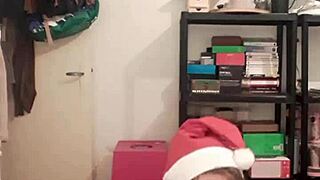 Female slave strips and masturbates playfully with champagne.