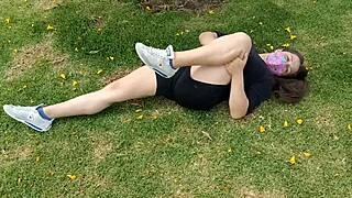 yo, exercising with no panties and a hole in my shorts?