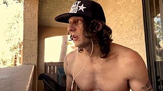 Pleasure seeking huge cocked stud at Hollywood Hills gets blow jobs on his balls