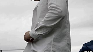 gay guys in suits strip naked outdoors, neighbors watching the cum-filled action