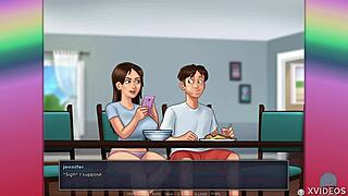 Hey, summertime saga girl rides monster dildo to orgasm 😍