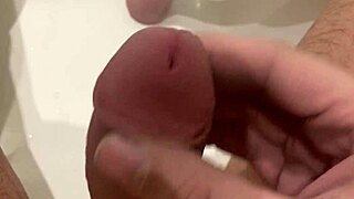 Solo pleasure in the restroom