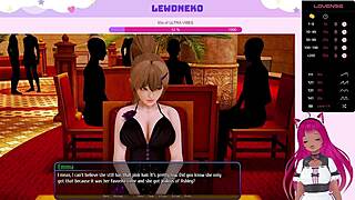 LewdNeko Vtuber Masturbates with Vibrator in Harem Hotel Game