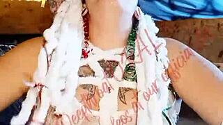 A lady cosplayer splits her large cock in hardcore face fucking scene