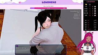 LewdNeko Vtuber Masturbates with Vibrator in Harem Hotel Game