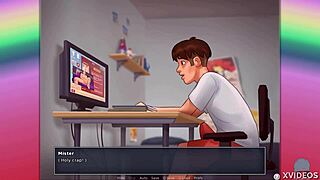 Hey, summertime saga girl rides monster dildo to orgasm 😍