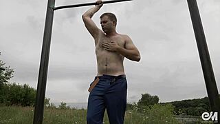 gay guys in suits strip naked outdoors, neighbors watching the cum-filled action