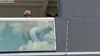 Its boss’s wife away at work, I had him on the balcony