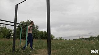 gay guys in suits strip naked outdoors, neighbors watching the cum-filled action