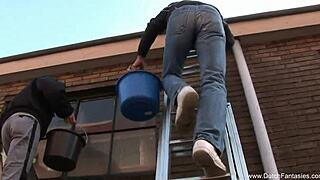 dutch redhead dives into rough anal threesome with friends