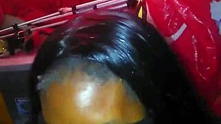 Man, that midget struggles with a huge black cock in pov