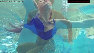 Lina Mercury enjoys hot underwater shower as naked teen 18+ in sauna.