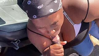 Thot Sucks Fat Cock Madly in Public Outdoor