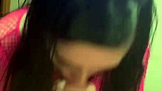 Petite teen gives hot blowjob to big cock