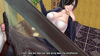 Horror mansion ep1 footjob under desk in anime hentai game with monster