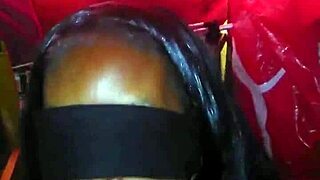 Man, that midget struggles with a huge black cock in pov