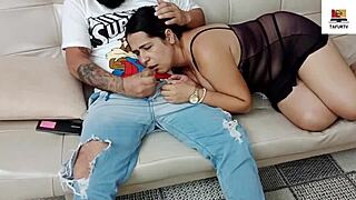 Feeling horny, I sucked my friend’s rod and got pounded doggy style. Colombian ass in action!