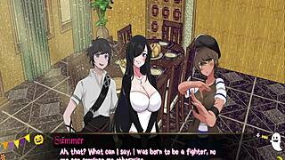 Horror mansion ep1 footjob under desk in anime hentai game with monster