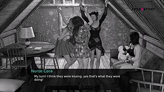 Nurse Cora and Lemon host group sex in Dusklight Manor. Vampire John joins their wild hospital game.