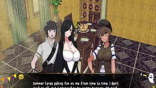 Horror mansion ep1 footjob under desk in anime hentai game with monster