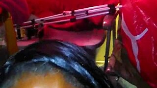 Man, that midget struggles with a huge black cock in pov