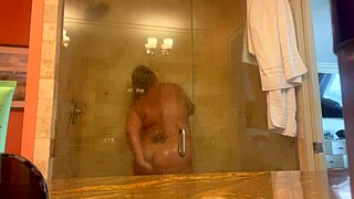 Mistress danie showers her fat bbw body intensely