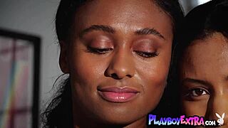 ebony lesbian jahla discovering her asian girlfriend fatima kojima's tight body in softcore scene