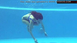 Lina Mercury enjoys hot underwater shower as naked teen 18+ in sauna.