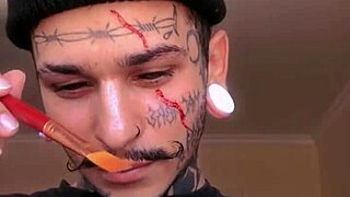 playing with my paintbrush and my milk, my paint is my cum