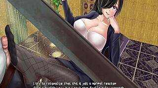 Horror mansion ep1 footjob under desk in anime hentai game with monster