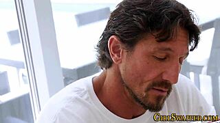 Stepdaughter teens get pounded doggystyle in wild fourway. Their tight bodies handle every hard thrust.