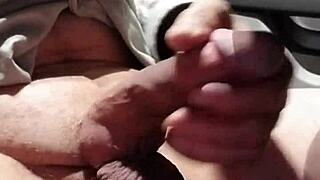 Rubbing against and masturbating with a cock ring until ejaculation