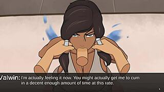 Angry Korra Gives Intense Blowjob with Her Big Tits
