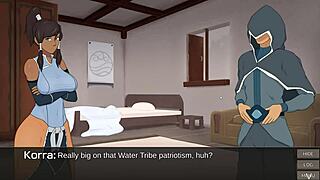 Anime slut Korra fondles her cock while giving a passionate blowjob during episode 4 of Cummy Bender