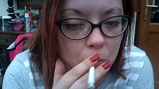 BBW Tina Snua Smokes First Cigarette Of The Morning, Coughing Fetish With Glasses