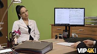 vip4k agent approves credit for brunette nympho in casting interview for hot action