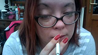 BBW Tina Snua Smokes First Cigarette Of The Morning, Coughing Fetish With Glasses