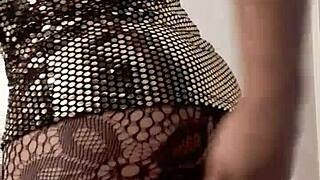 Hot Crossdresser Rocks Sexy Gold Tight Dress for Raw Action.