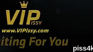 Ideal lesbo nymphos get covered with pee and burst wet cunts