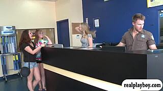 Hot babes flash tits and ass for cash