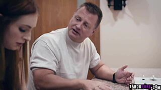 Mr. Grayson roughly bangs Maya Kendrick's tight redhead pussy