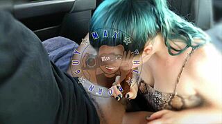 Avery sucks in the backseat then rides for a huge creampie? Public fun! 🚗