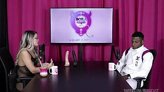 Beautiful Brazilian teen receives proposal to start channel, ignoring partner's activities.