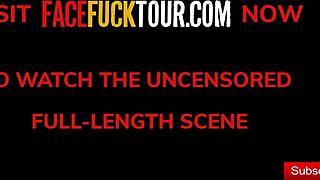 Cute blonde hand model with pretty face gets face fucked