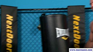 Muscle stud finishes intense workout and relaxes